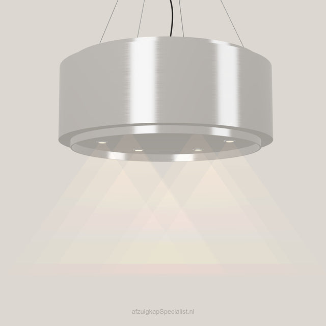 Wave 2640.607 GLOBAL eilandafzuigkap Ø 90 cm in Ivory Greige, met verlichting aan