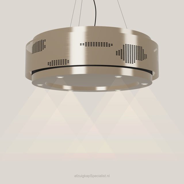 Wave 2680.601 CLOUD eilandafzuigkap Ø 100 cm in Satin Bronze, met verlichting aan