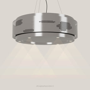 Wave 2680.602 CLOUD eilandafzuigkap Ø 100 cm in Pearl Grey, met verlichting aan