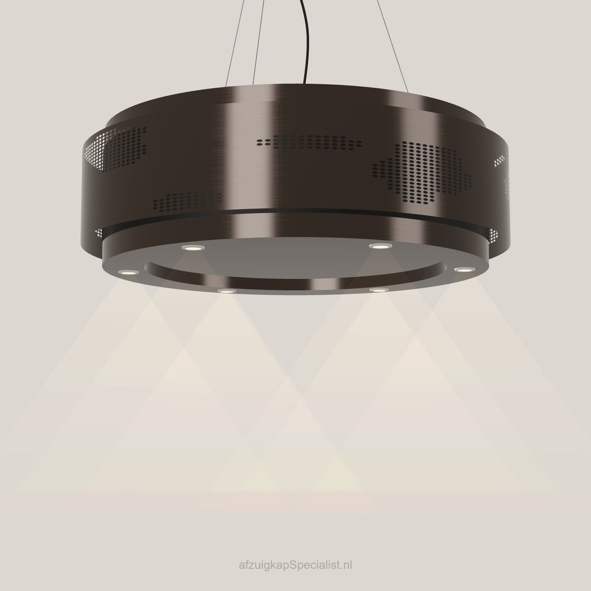 Wave 2680.603 CLOUD eilandafzuigkap Ø 100 cm in Anodic Brown, met verlichting aan