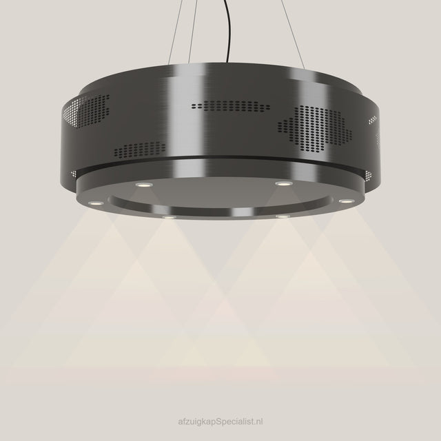 Wave 2680.604 CLOUD eilandafzuigkap Ø 100 cm in Smoked Silver, met verlichting aan
