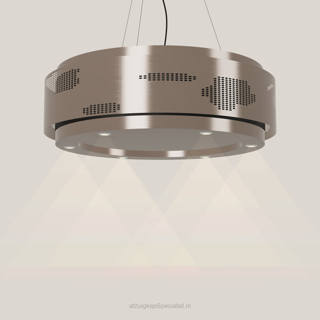 Wave 2680.605 CLOUD eilandafzuigkap Ø 100 cm in Champagne Gold, met verlichting aan