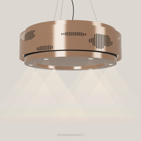Wave 2680.606 CLOUD eilandafzuigkap Ø 100 cm in Rose Copper, met verlichting aan