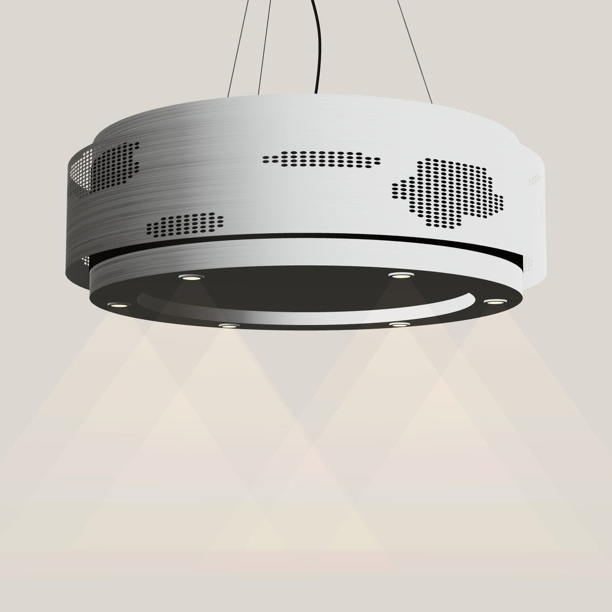 Wave 2680 CLOUD eilandafzuigkap Ø 100 cm in RVS, met verlichting aan