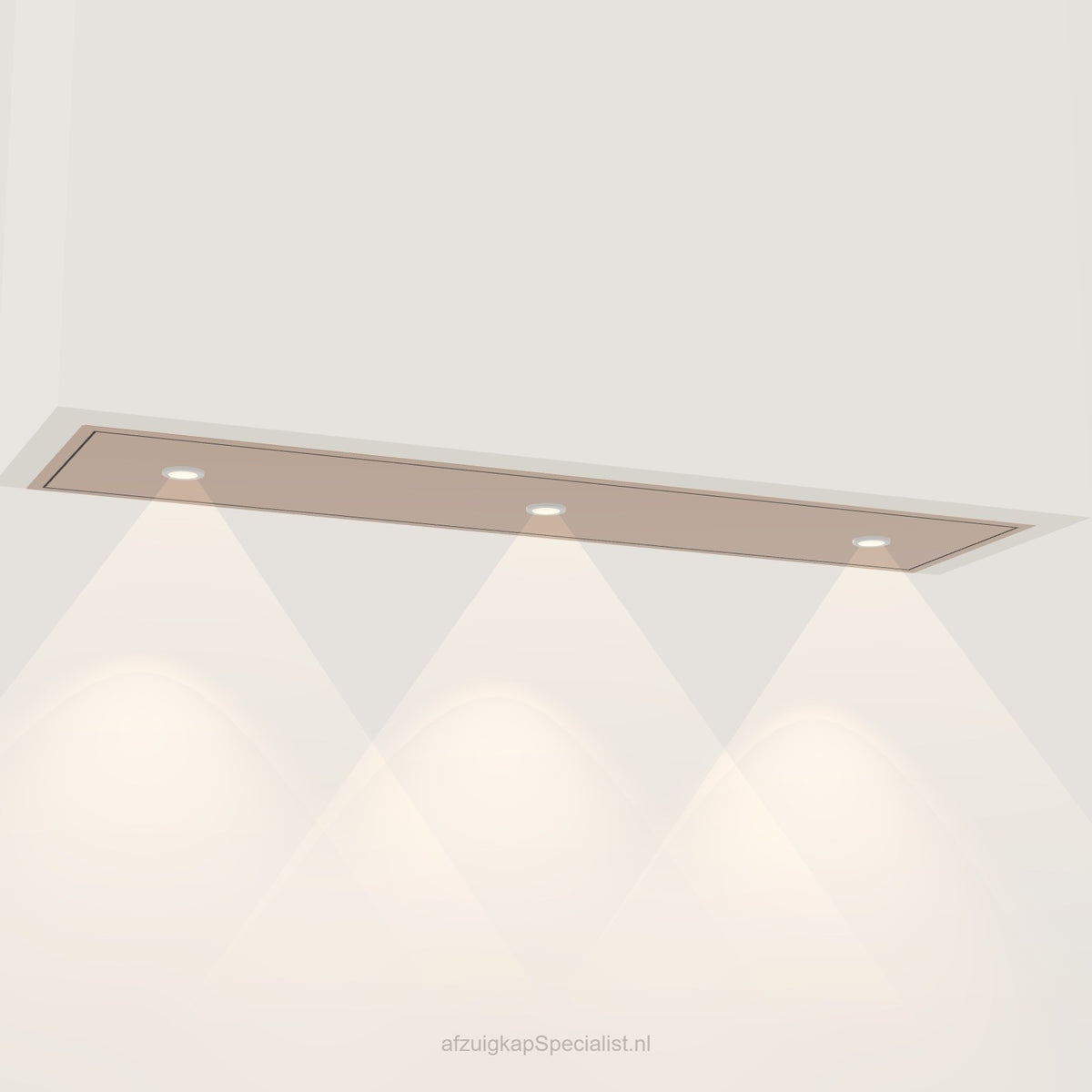 Wave 3663.606 STANDARD inbouwunit 120 x 30 cm in Rose Copper, met verlichting aan