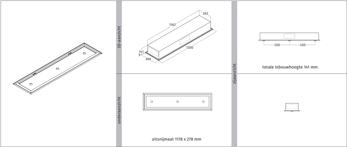 Wave 3683.402 FLAT inbouwunit 120 x 30 cm - 1 kleur naar keuze - motorloos - LED - afzuigkapSpecialist.nl