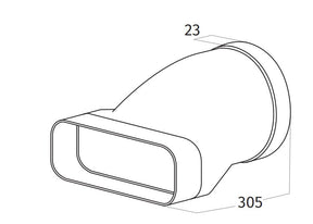 Wave 6000322 aansluitstuk van rond ∅ 150 mm buiten naar vlak 230 x 80 mm buiten