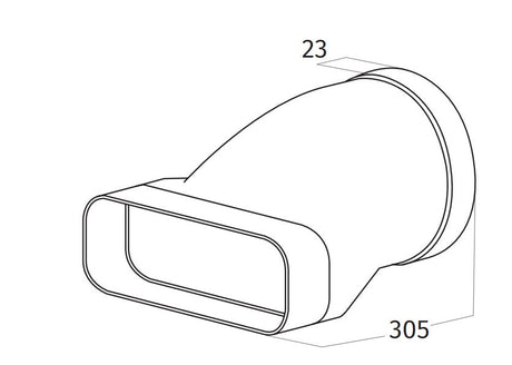 Wave 6000322 aansluitstuk van rond ∅ 150 mm buiten naar vlak 230 x 80 mm buiten - afzuigkapSpecialist.nl