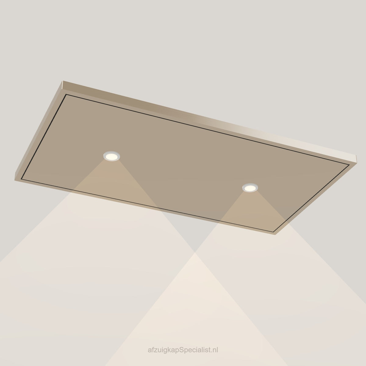 Wave 8231.601 EDGE plafondunit 90 x 50 cm in Satin Bronze, met verlichting aan