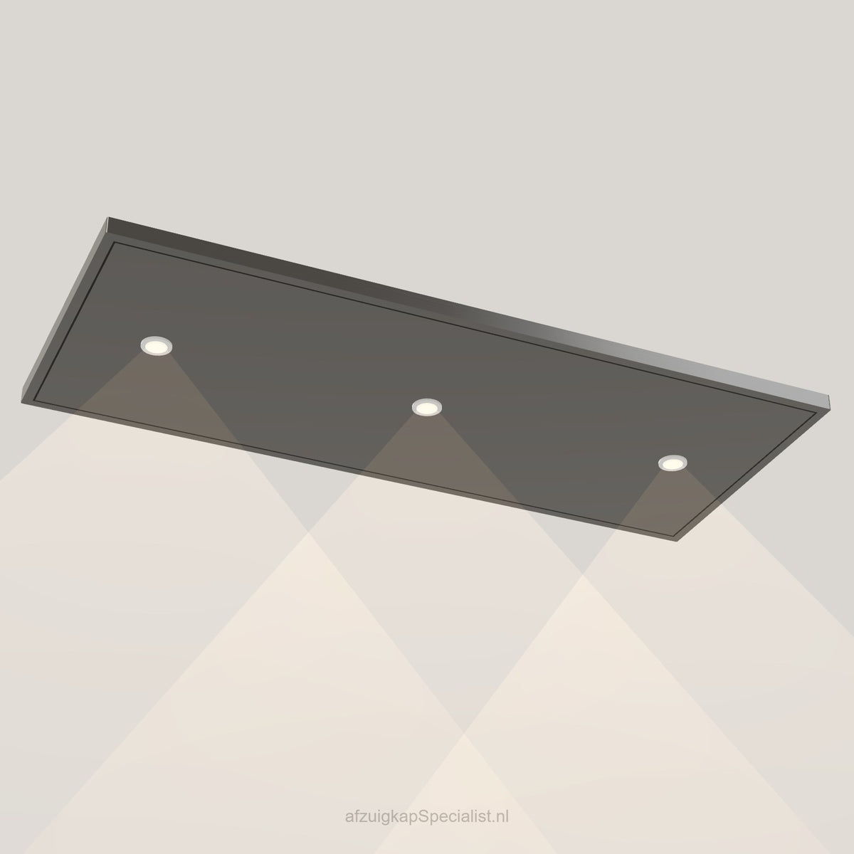 Wave 8231.604 EDGE plafondunit 120 x 50 cm in Smoked Silver, met verlichting aan