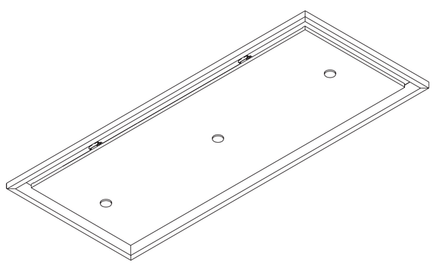 Lijntekening van de Wave 8231 EDGE plafondunit 120 x 50 cm