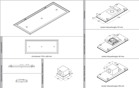 Wave 8663.402 STANDARD X plafondunit 120 x 50 cm - 1 kleur naar keuze - motorloos - LED - afzuigkapSpecialist.nl