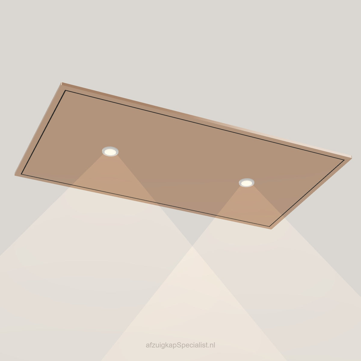 Wave 8674.606 CIRCULATE plafondunit 90 x 50 cm in Rose Copper, met verlichting aan