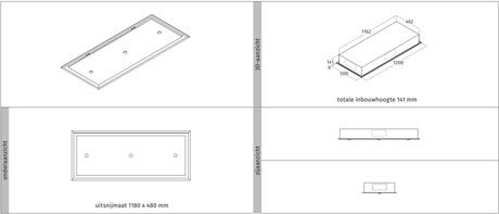 Wave 8683.402 FLAT X - plafondunit 120x50 cm - 1 kleur naar keuze - motorloos - LED - afzuigkapSpecialist.nl