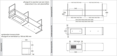 Wave Design 1053.20 FRAME links - 210 cm zwart - RAL 9017 mat - 4 x 4,2 W dimbare LED 2700 Kelvin