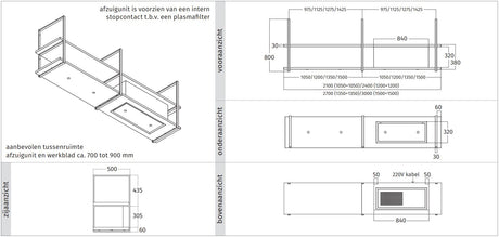 Wave Design 1054.00 FRAME rechts - 210 cm RVS - 4 x 4,2 W dimbare LED 2700 Kelvin