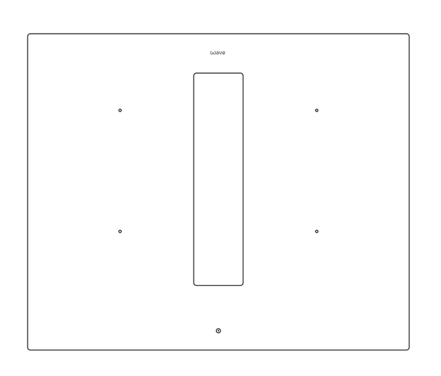 Technische tekening van de Wave Peyto 4114.00 inductiekookplaat met afzuiging, 60 cm, bovenaanzicht met afmetingen