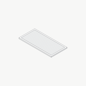 Lijntekening van een uitwasbaar koolstoffilter voor een Wave afzuigkap