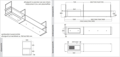 Wave Design 1055.26 FRAME links - 210 cm zwart - RAL 9017 mat - 4 x 4,2 W dimbare LED 2700 Kelvin