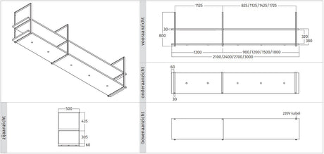 Wave Design 1055.70 FRAME motorloos - 210 cm RVS - 4 x 4,2 W dimbare LED 2700 Kelvin