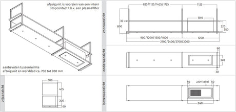 Wave Design 1056.27 FRAME rechts - 210 cm kleur naar keuze - mat/glanzend - 4 x 4,2 W dimbare LED 2700 Kelvin