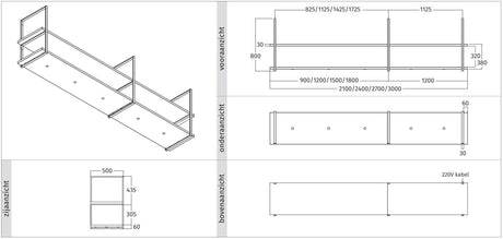 Wave Design 1056.70 FRAME motorloos - 210 cm RVS - 4 x 4,2 W dimbare LED 2700 Kelvin