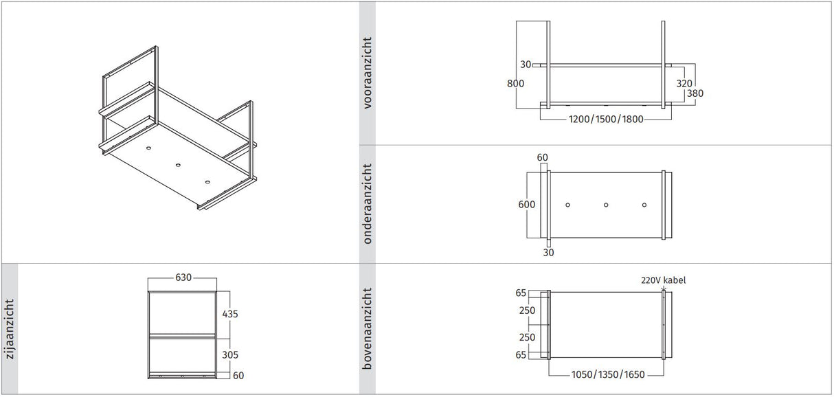 Wave Design 2052.70 FRAME motorloos - 120 cm eilandmodel  RVS - 3 x 4,2 W dimbare LED 2700 Kelvin