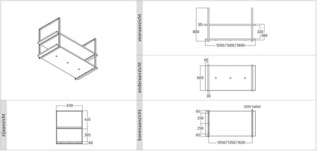 Wave Design 2052.85 FRAME motorloos - 180 cm eilandmodel kleur naar keuze - mat/glanzend - 4 x 4,2 W dimbare LED 2700 Kelvin