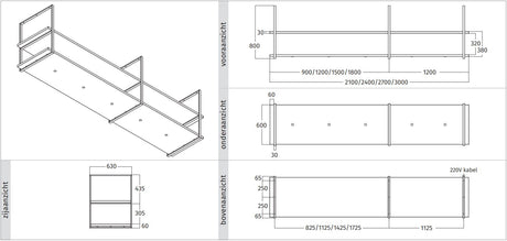 Wave Design 2056.70 FRAME motorloos - 210 cm eilandmodel RVS - 4 x 4,2 W dimbare LED 2700 Kelvin