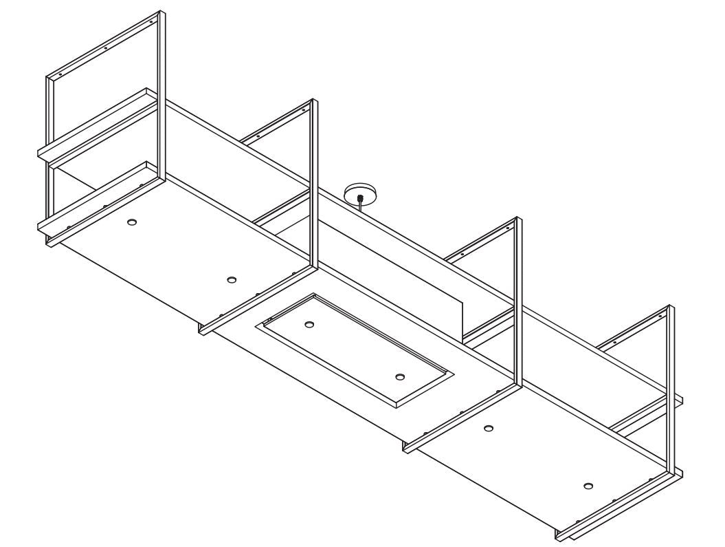 Wave Design 2057.26 FRAME midden  - 210 cm eilandmodel zwart - RAL 9017 mat - 4 x 4,2 W dimbare LED 2700 Kelvin